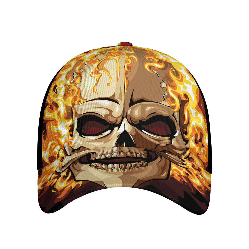 Burning Skull Print Baseball Cap