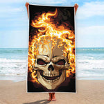 Burning Skull Print Beach Towel