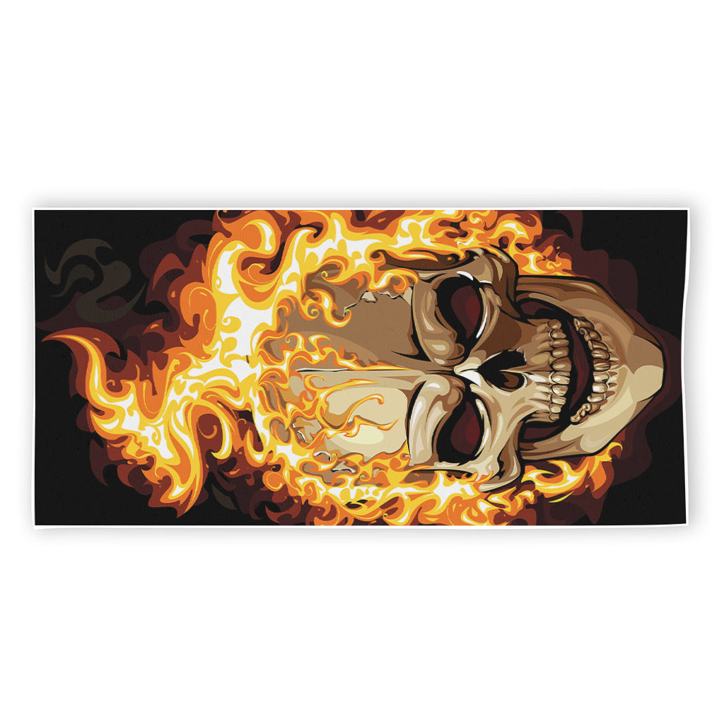 Burning Skull Print Beach Towel