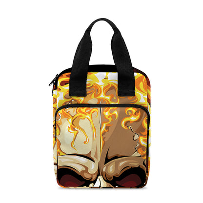Burning Skull Print Bible Tote Bag