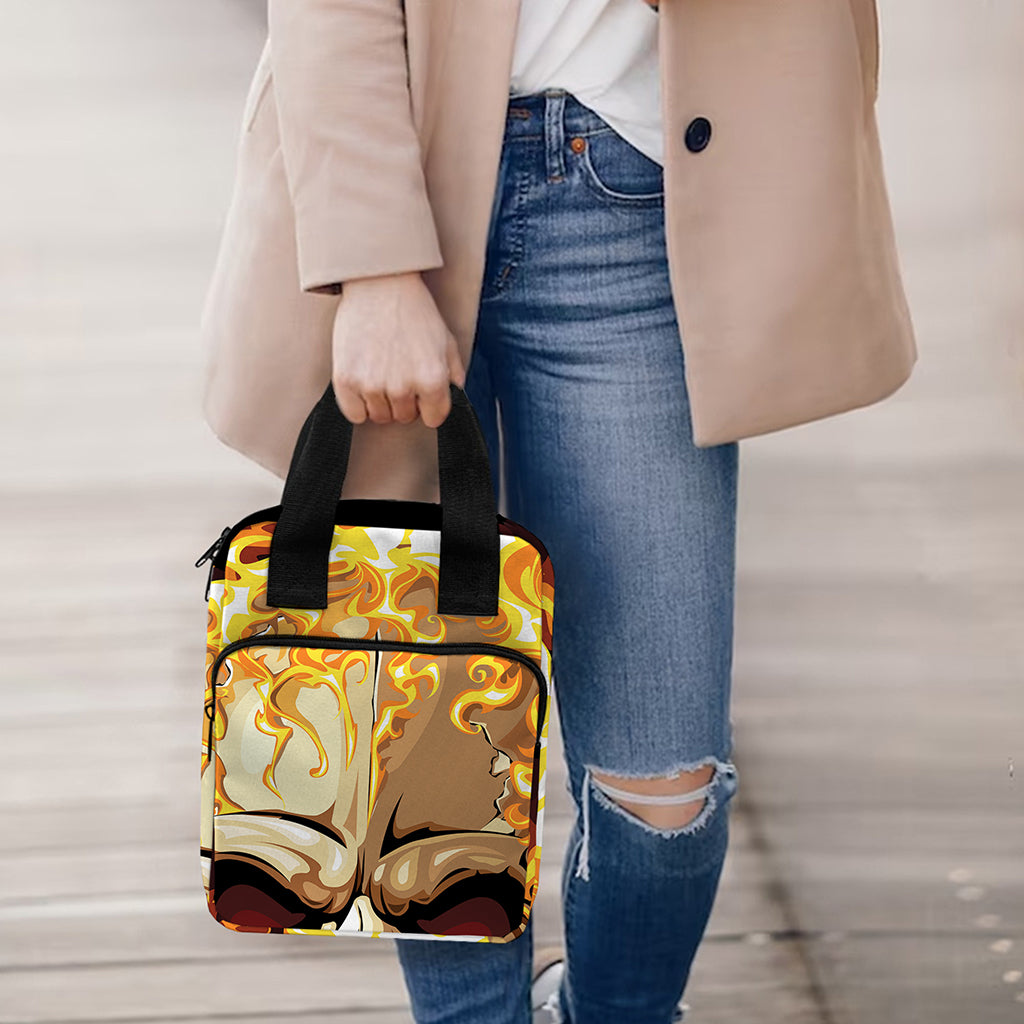 Burning Skull Print Bible Tote Bag