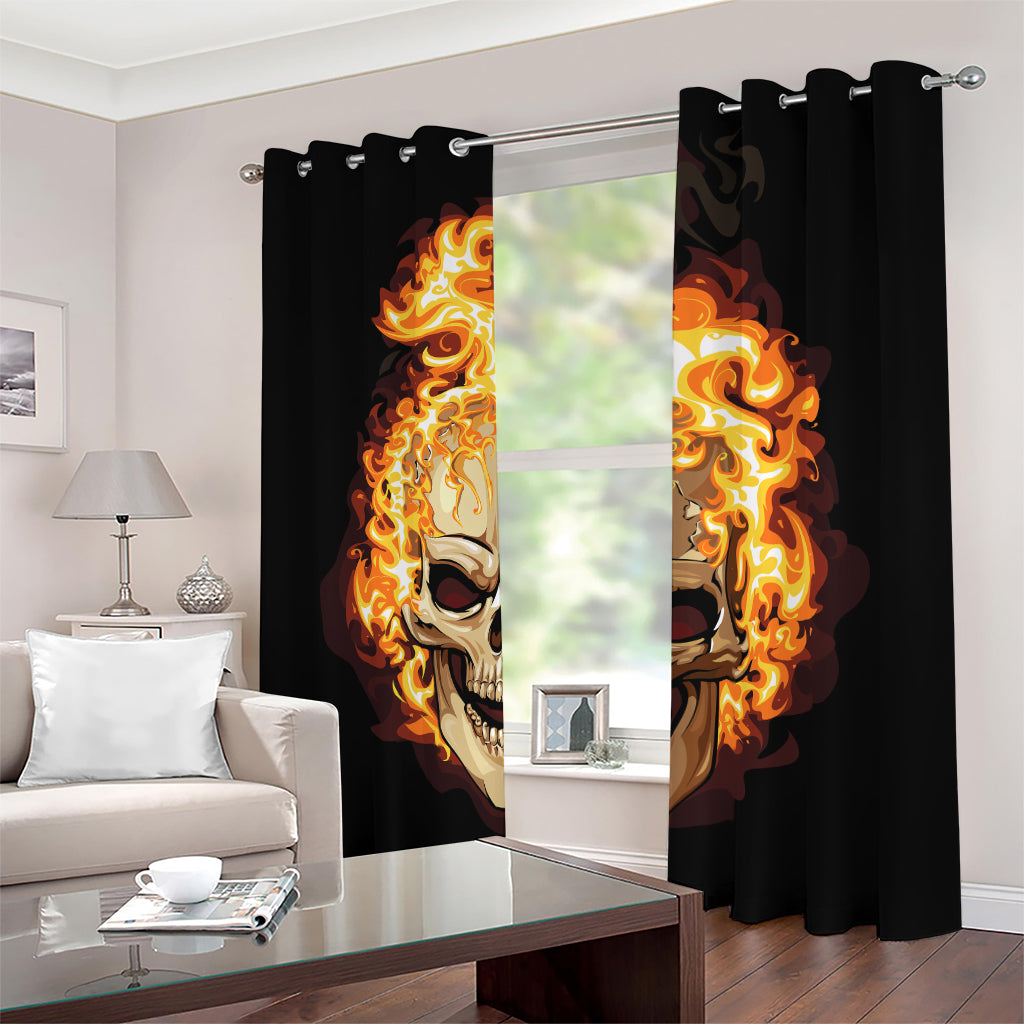 Burning Skull Print Blackout Grommet Curtains