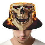 Burning Skull Print Bucket Hat
