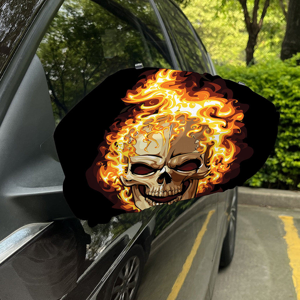 Burning Skull Print Car Side Mirror Covers