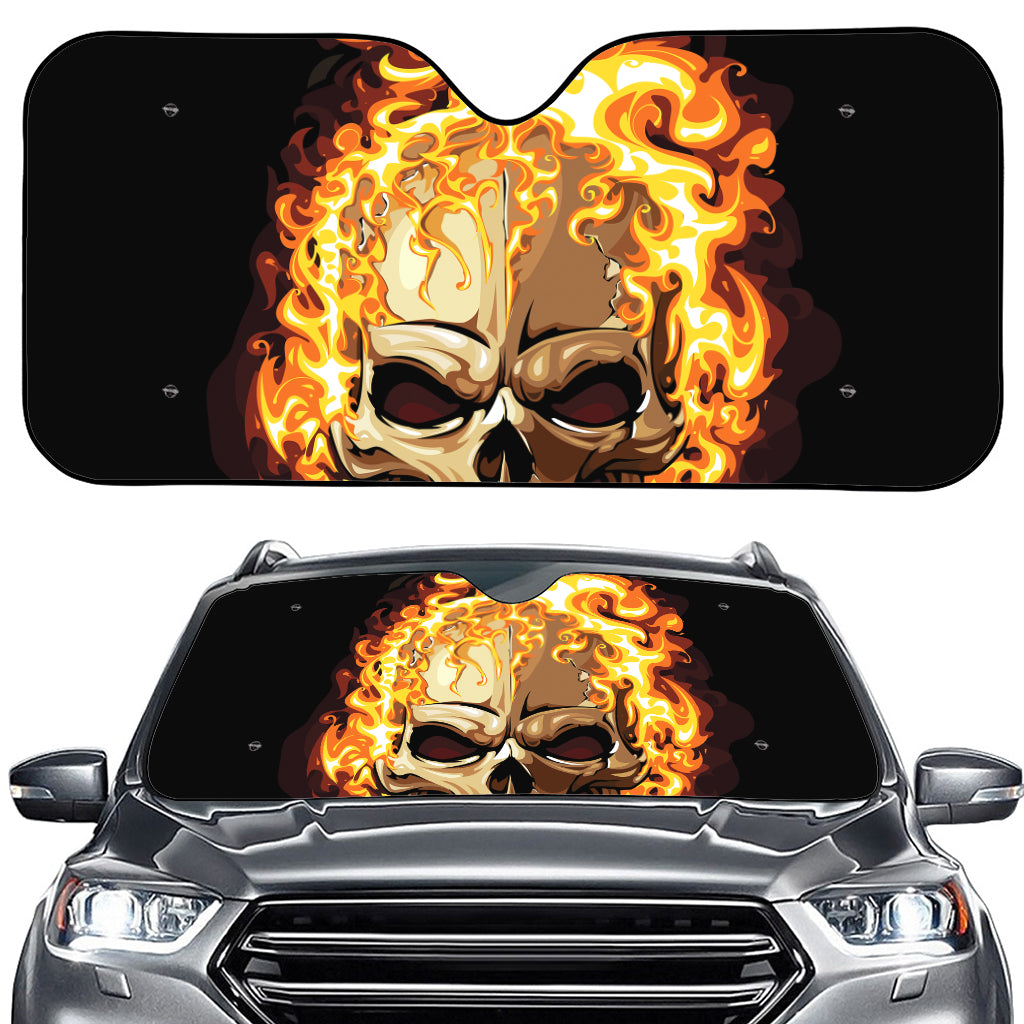 Burning Skull Print Car Windshield Sun Shade