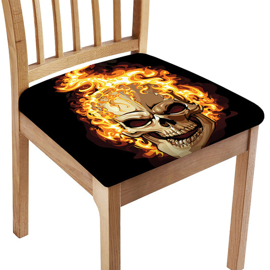 Burning Skull Print Chair Cushion Cover