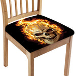 Burning Skull Print Chair Cushion Cover