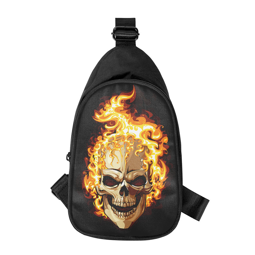 Burning Skull Print Chest Bag