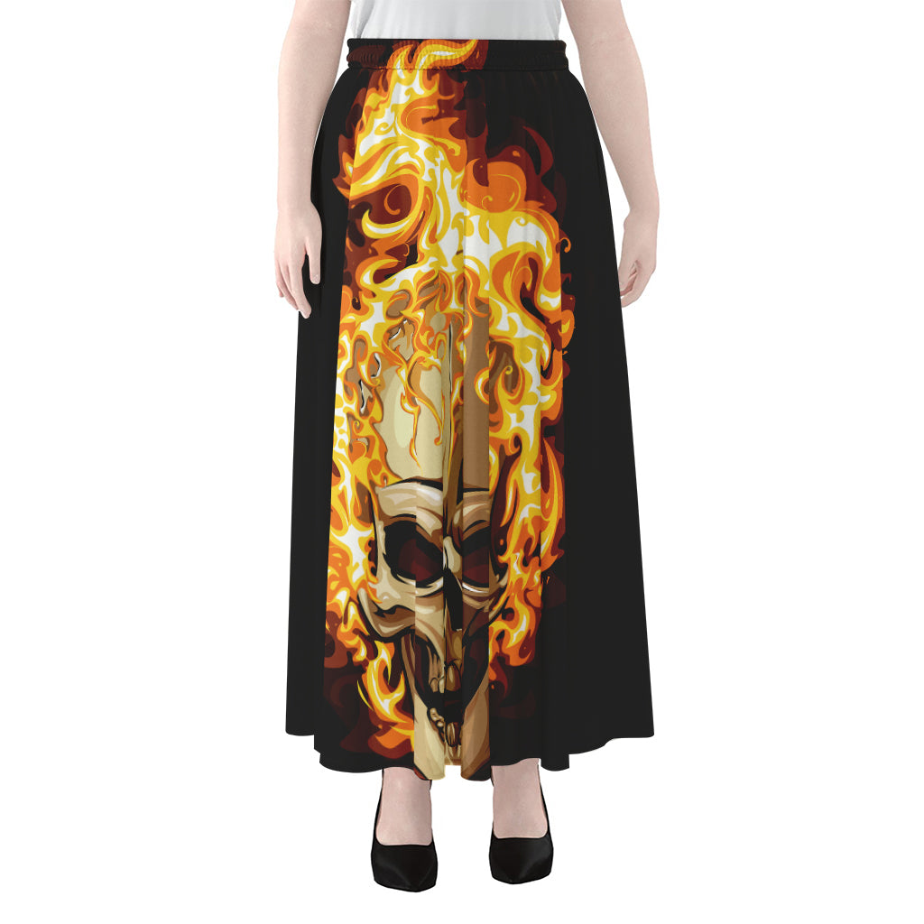 Burning Skull Print Chiffon Maxi Skirt