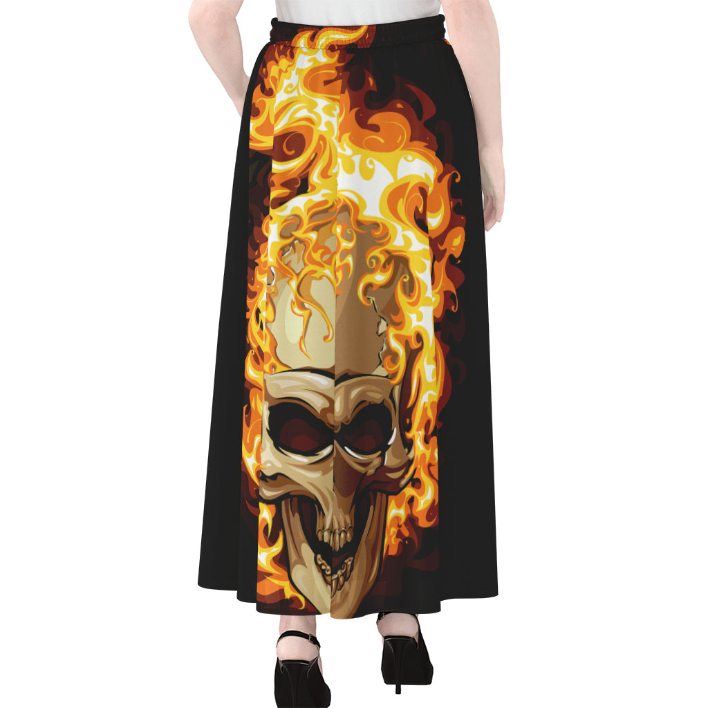 Burning Skull Print Chiffon Maxi Skirt