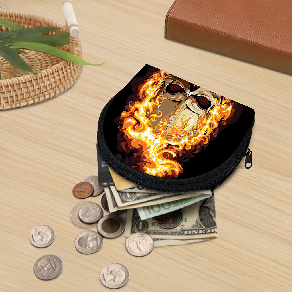 Burning Skull Print Coin Purse