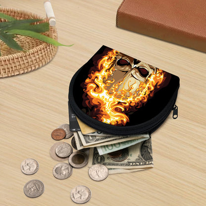Burning Skull Print Coin Purse