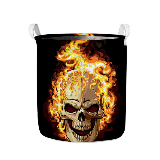 Burning Skull Print Collapsible Laundry Basket