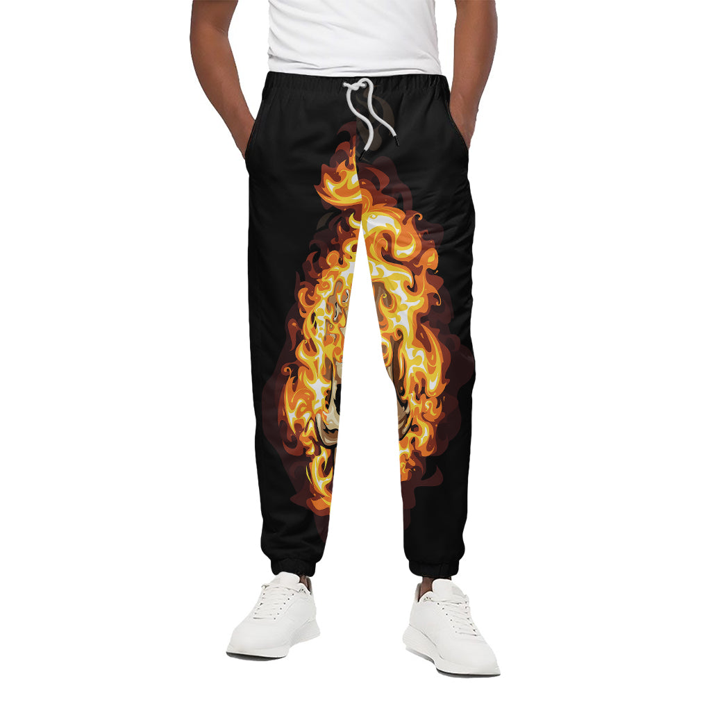 Burning Skull Print Cotton Pants