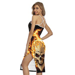 Burning Skull Print Cross Back Cami Dress