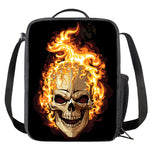 Burning Skull Print Crossbody Lunch Bag