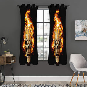 Burning Skull Print Curtain