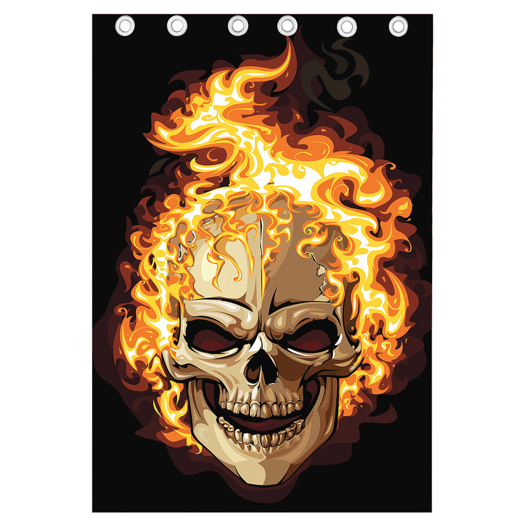 Burning Skull Print Curtain