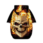 Burning Skull Print Dog Zip Up Hoodie