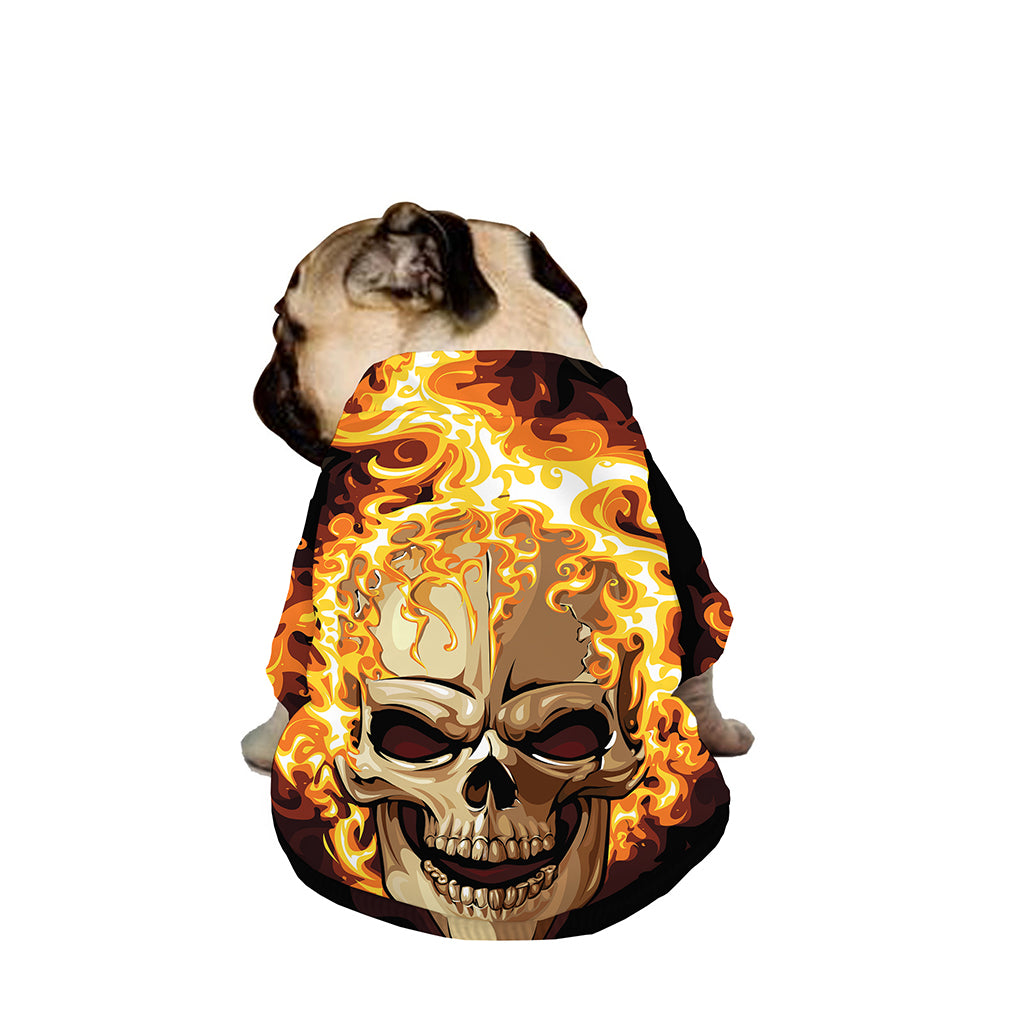 Burning Skull Print Dog Zip Up Jacket