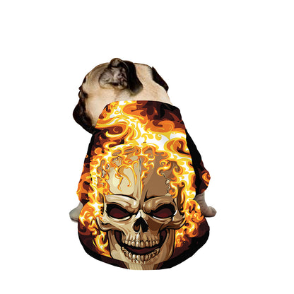 Burning Skull Print Dog Zip Up Jacket