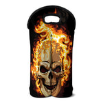 Burning Skull Print Double Neoprene Wine Tote