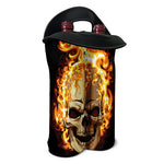 Burning Skull Print Double Neoprene Wine Tote