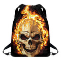 Burning Skull Print Drawstring Backpack