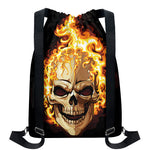 Burning Skull Print Drawstring Backpack