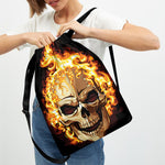 Burning Skull Print Drawstring Backpack