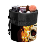 Burning Skull Print Drawstring Makeup Bag
