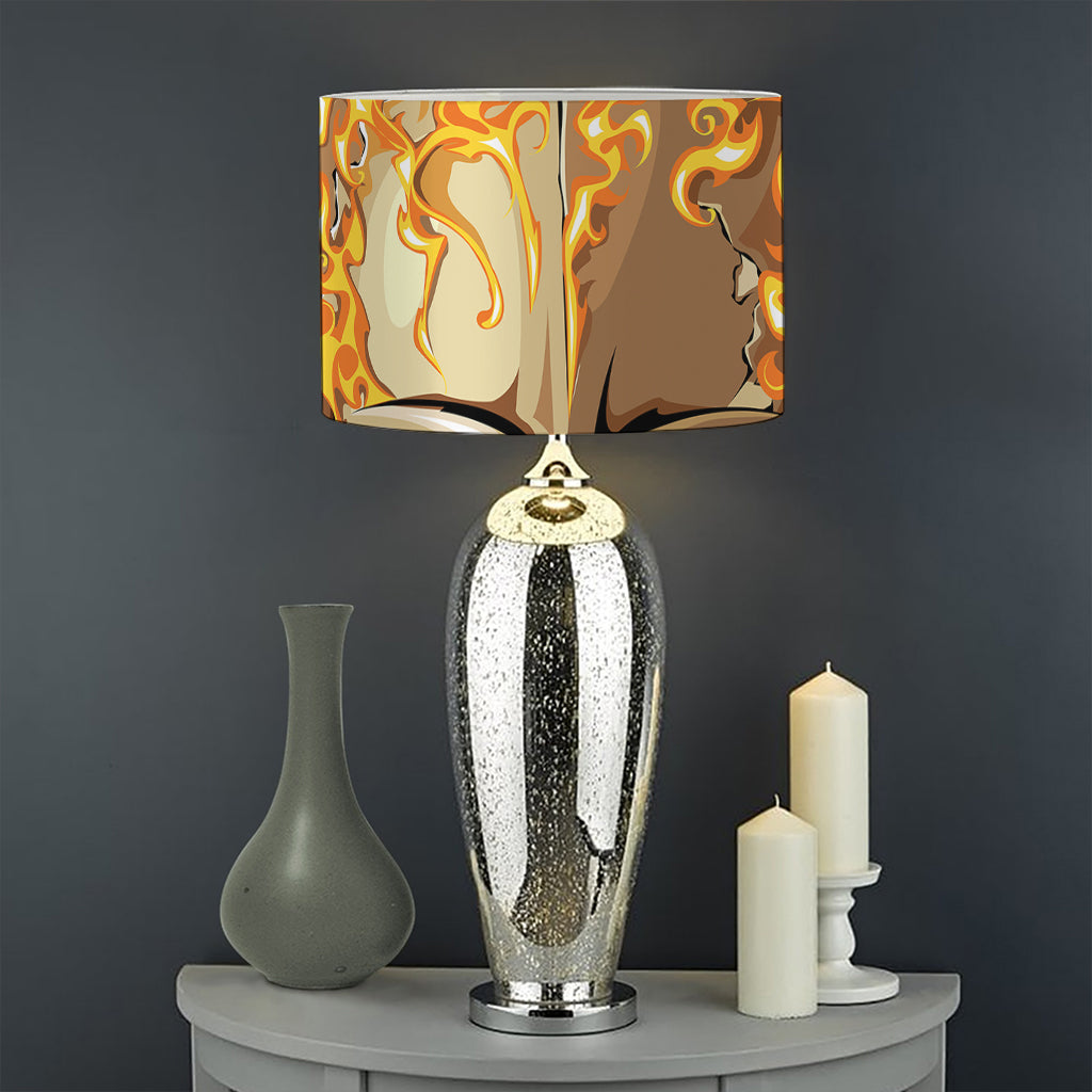 Burning Skull Print Drum Lamp Shade