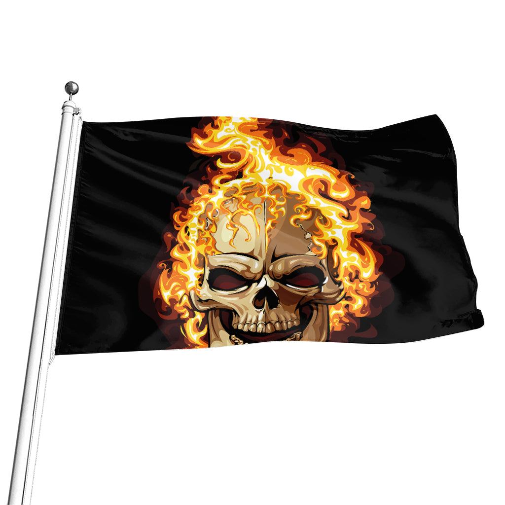 Burning Skull Print Flag