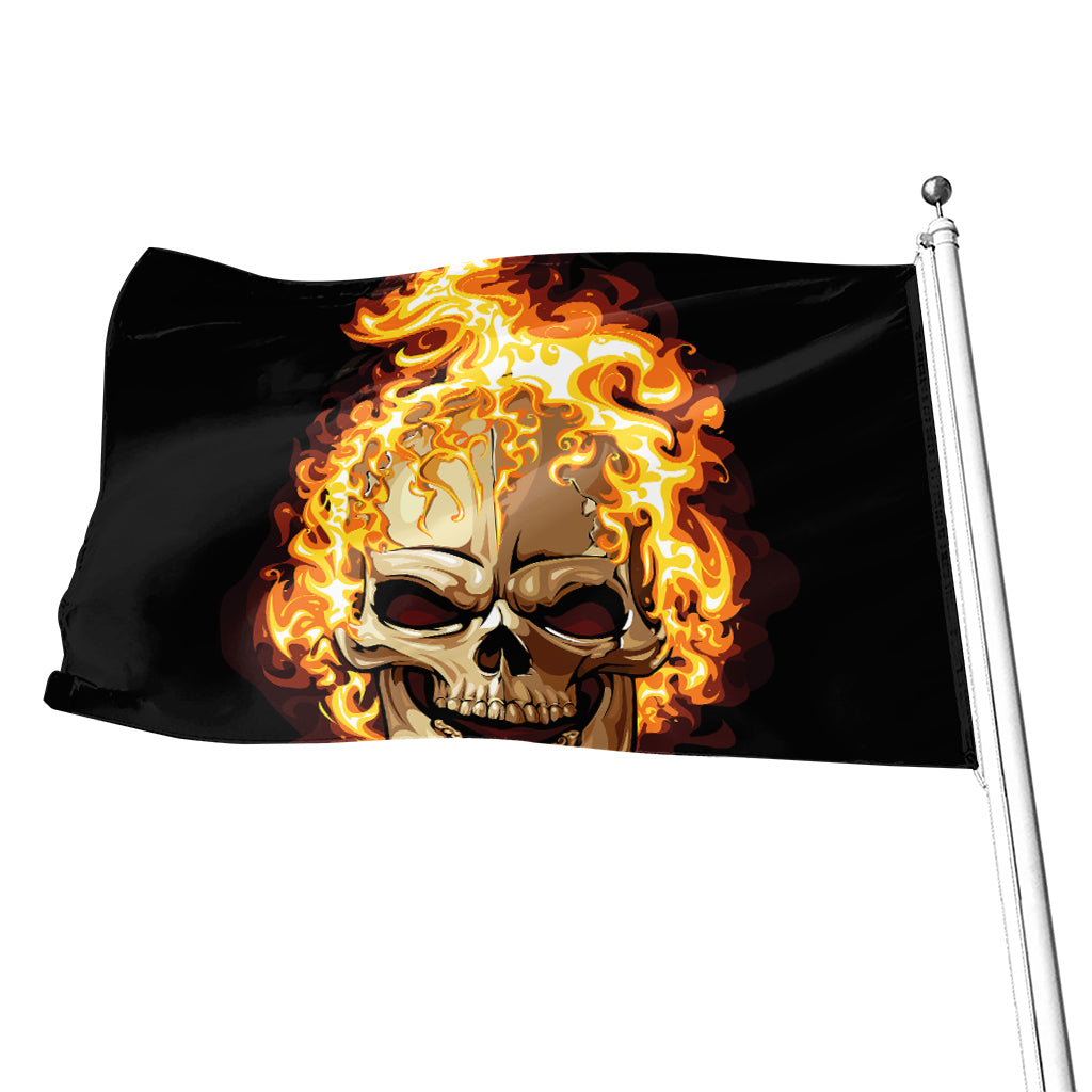 Burning Skull Print Flag