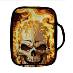 Burning Skull Print Front Pocket Bible Bag