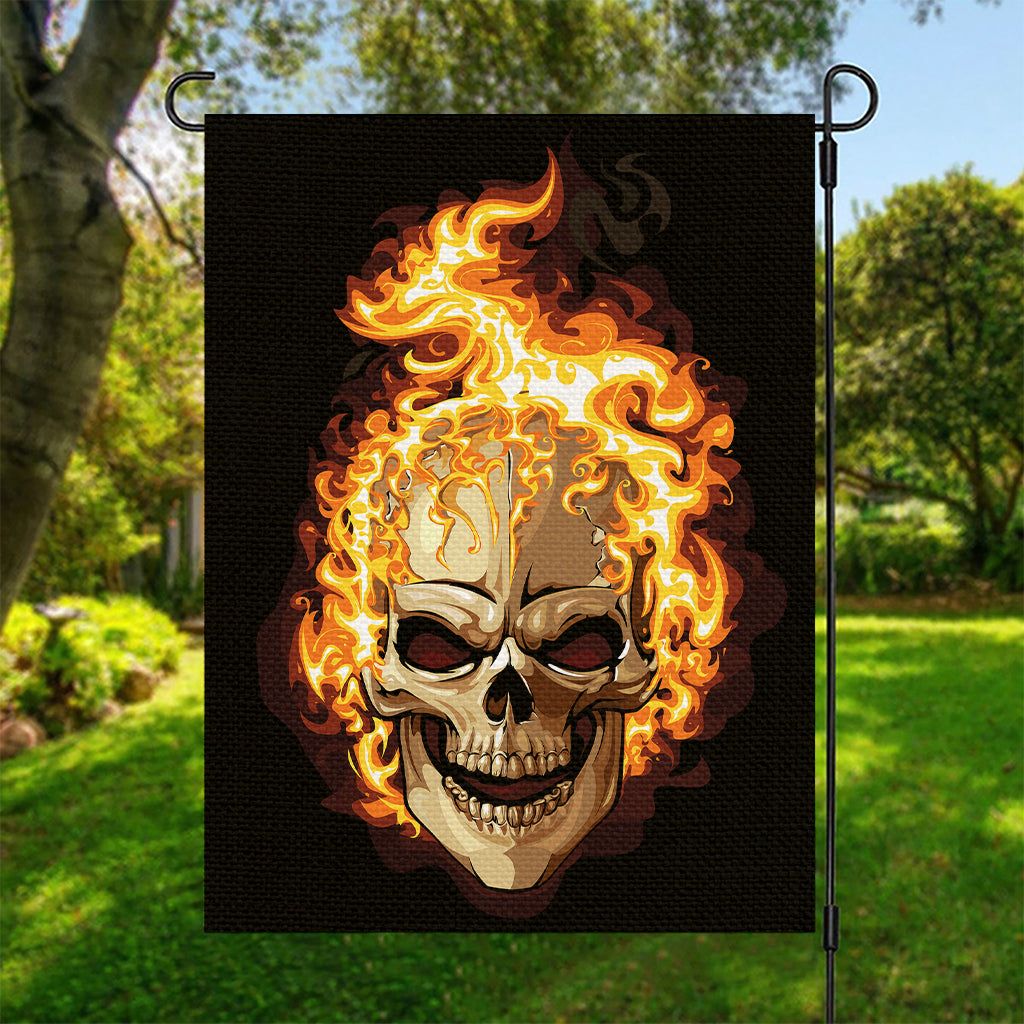 Burning Skull Print Garden Flag