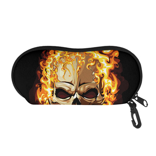 Burning Skull Print Glasses Case