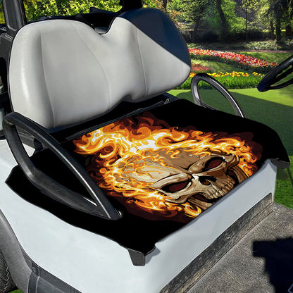 Burning Skull Print Golf Cart Seat Cover