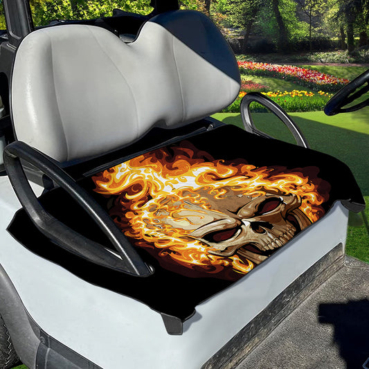 Burning Skull Print Golf Cart Seat Cover