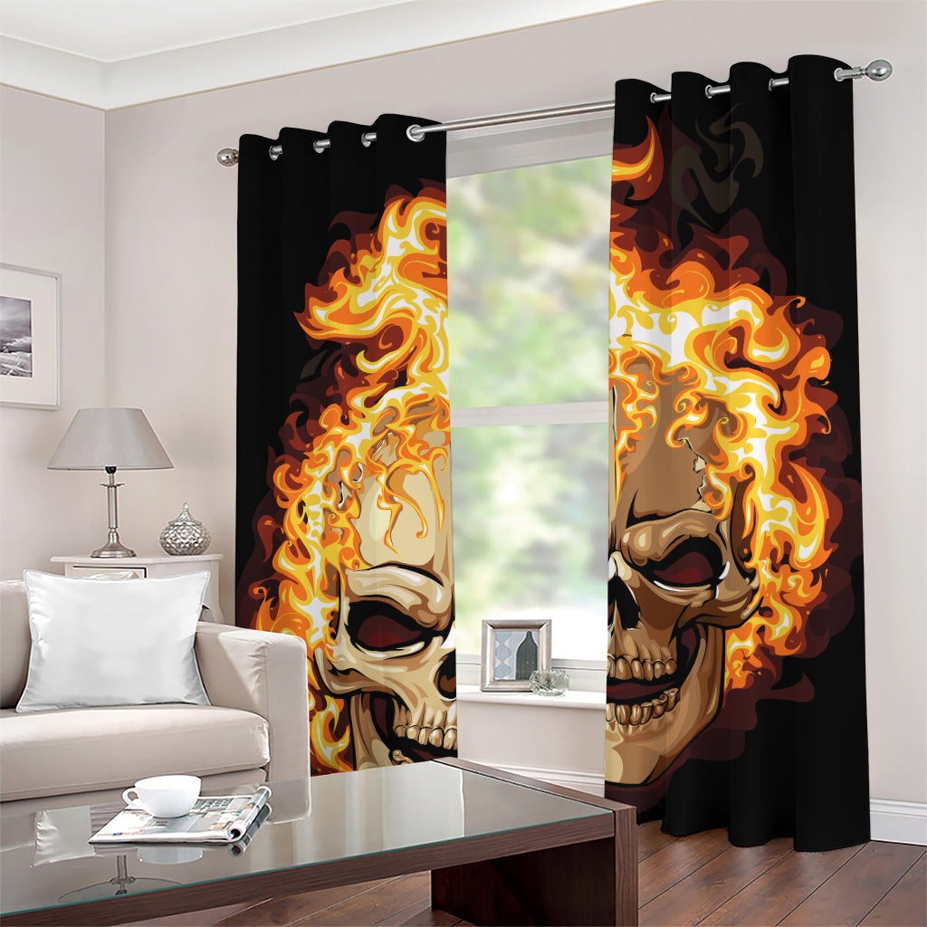 Burning Skull Print Grommet Curtains