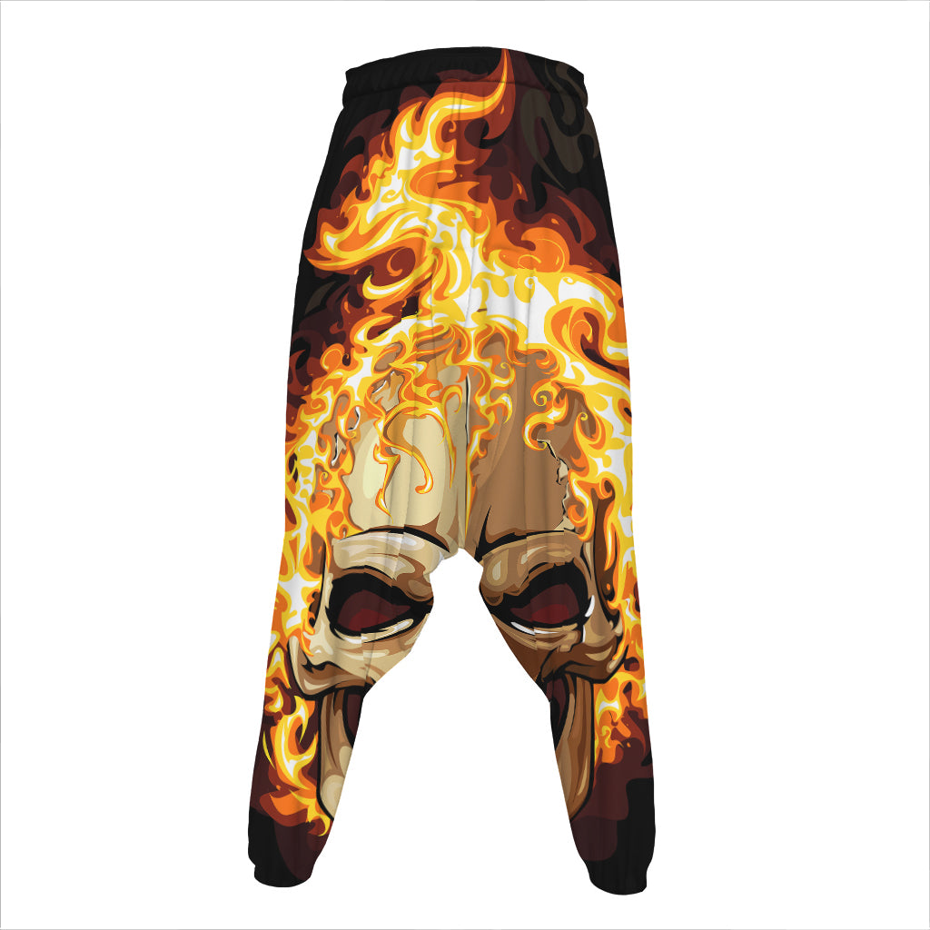 Burning Skull Print Hammer Pants