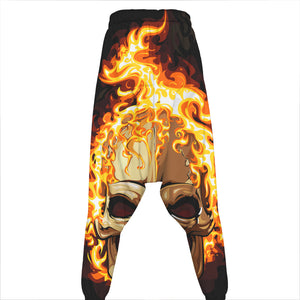 Burning Skull Print Hammer Pants