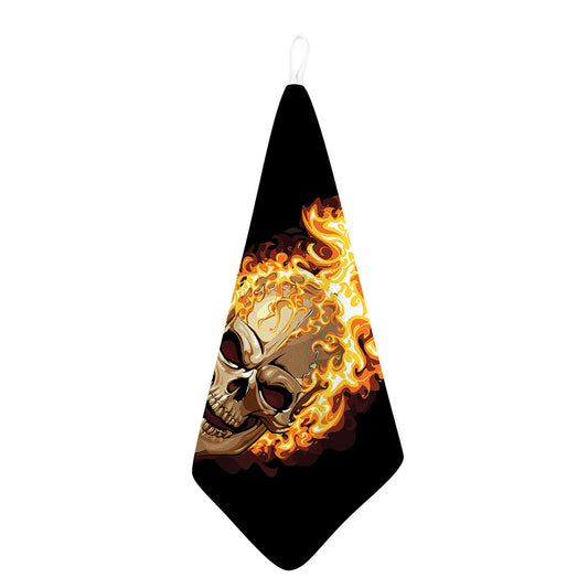 Burning Skull Print Hand Towel