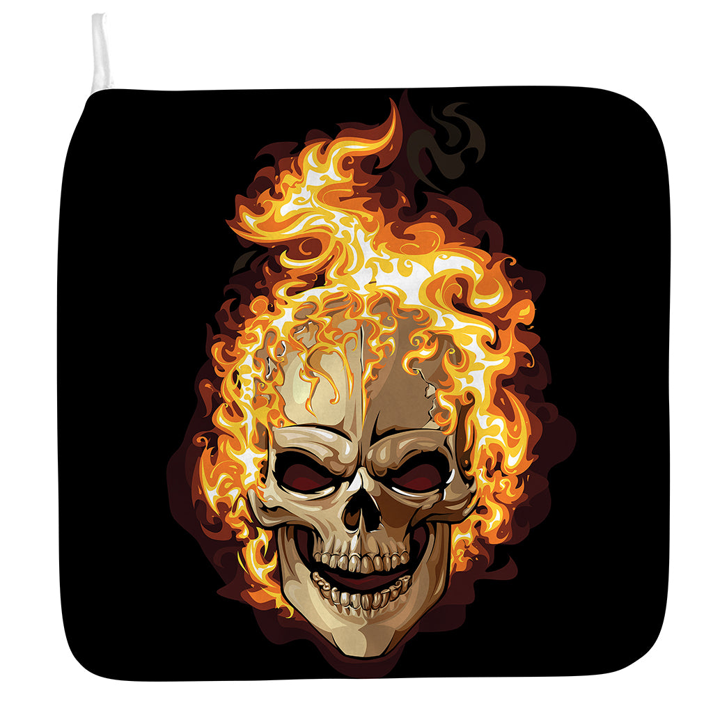 Burning Skull Print Hand Towel