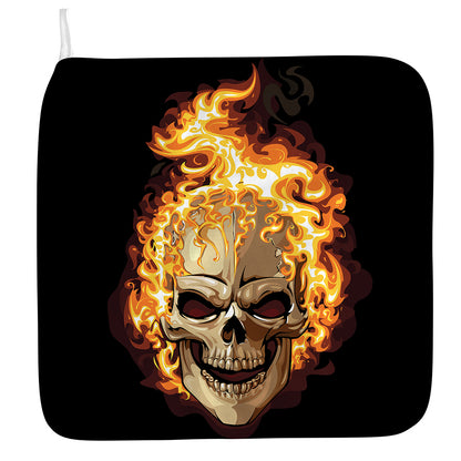 Burning Skull Print Hand Towel