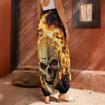 Burning Skull Print Harem Pants