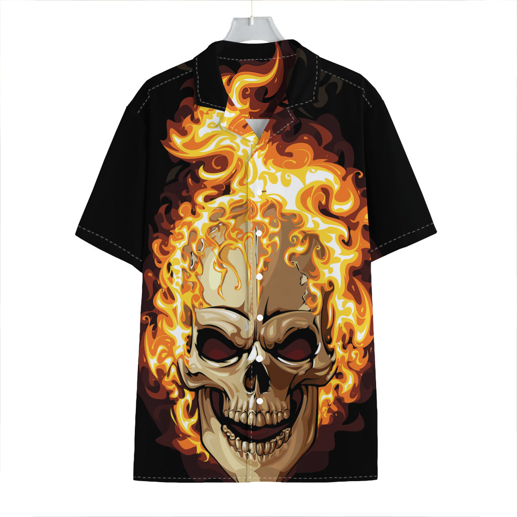 Burning Skull Print Hawaiian Shirt