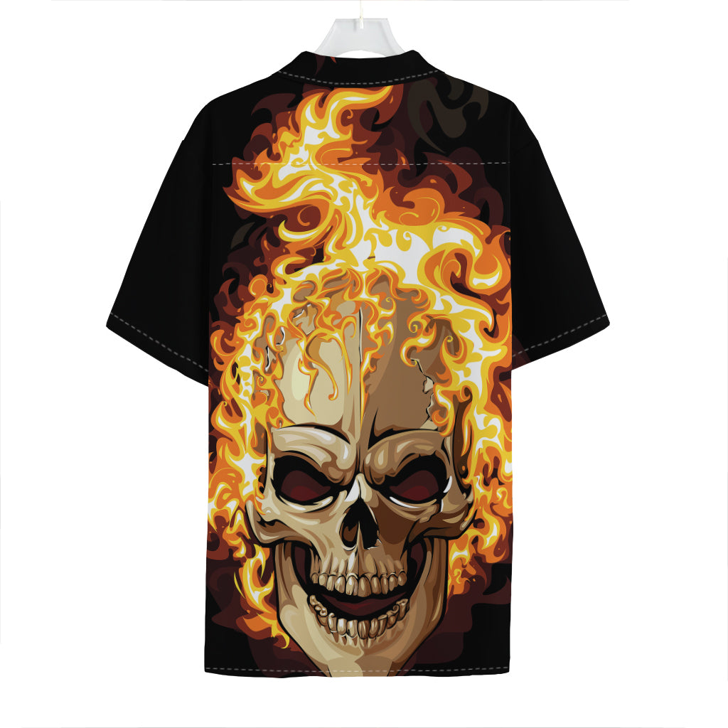 Burning Skull Print Hawaiian Shirt