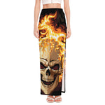 Burning Skull Print High Slit Maxi Skirt