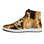 Burning Skull Print High Top Leather Sneakers